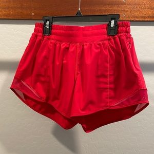 Red lululemon hotty hot shorts size 6